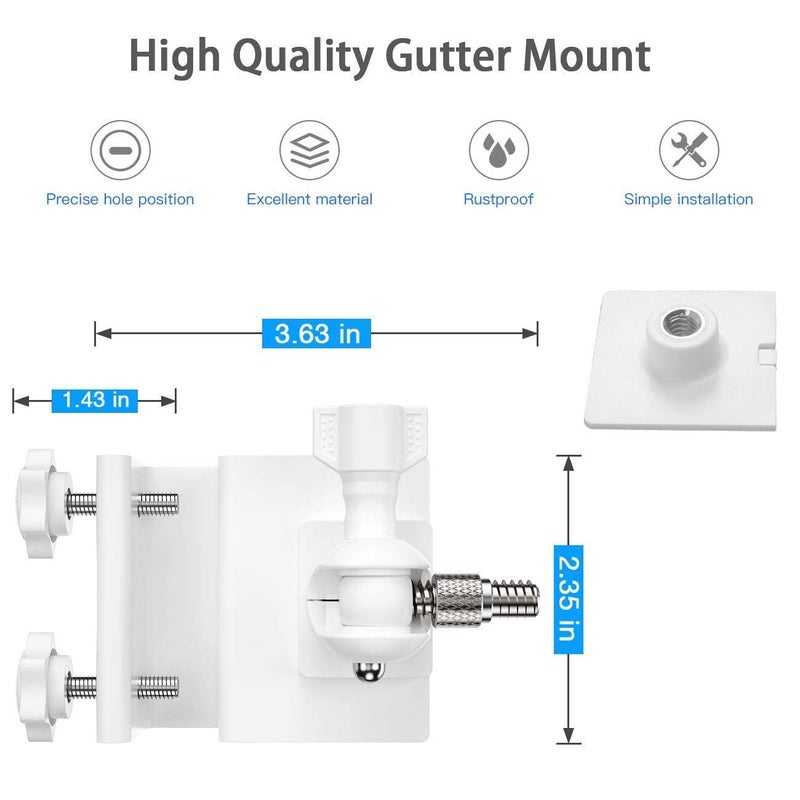 OkeMeeo Gutter Mount for Ring Solar Panel, No-Drill Solar Panel Mount for Arlo, Eufy, Reolink for Maximum Sunlight Exposure (White, 1Pack) - Image 4